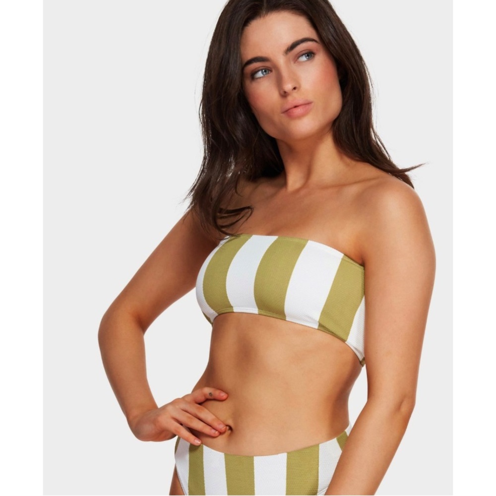 NWT BILLABONG -  SUN RAYS BANDEAU MAUI BIKINI SET striped green/white - Picture 2 of 11